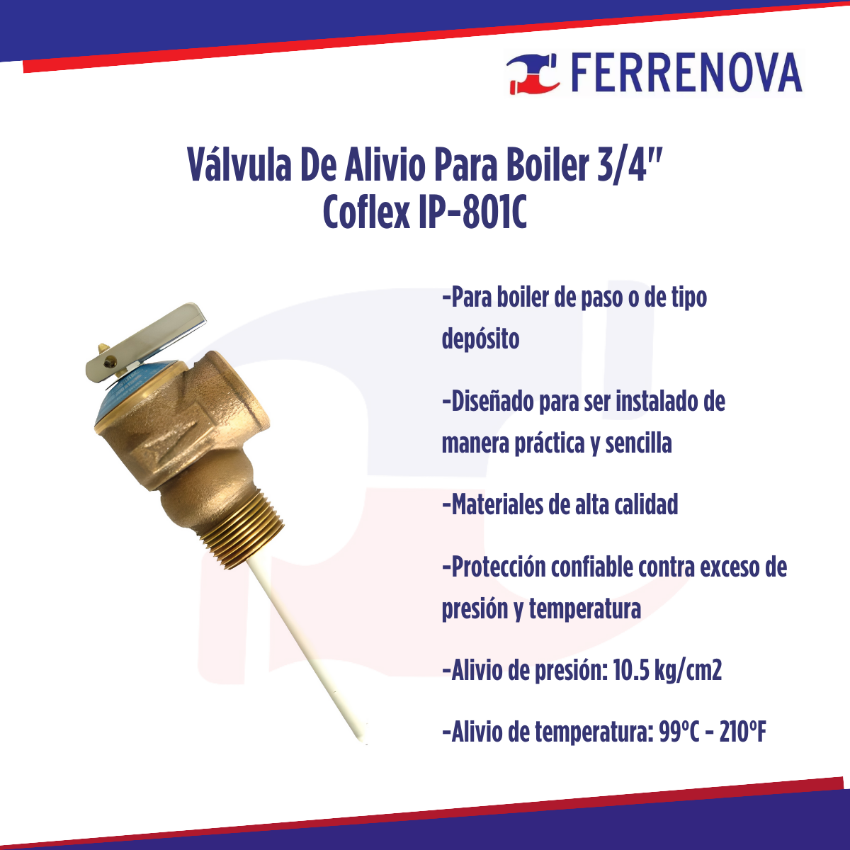 Válvula De Alivio Para Boiler 3/4" Coflex IP-801C