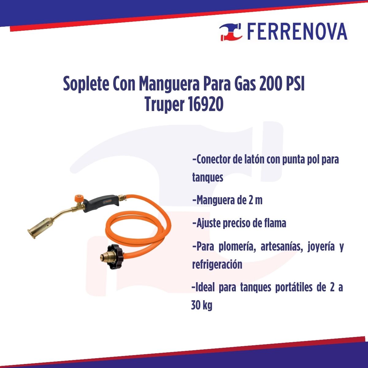 Soplete Con Manguera Para Gas 200 PSI Truper 16920