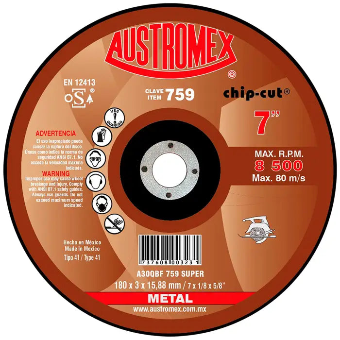 Disco Corte Metal 759 180X3X15.88 Austromex