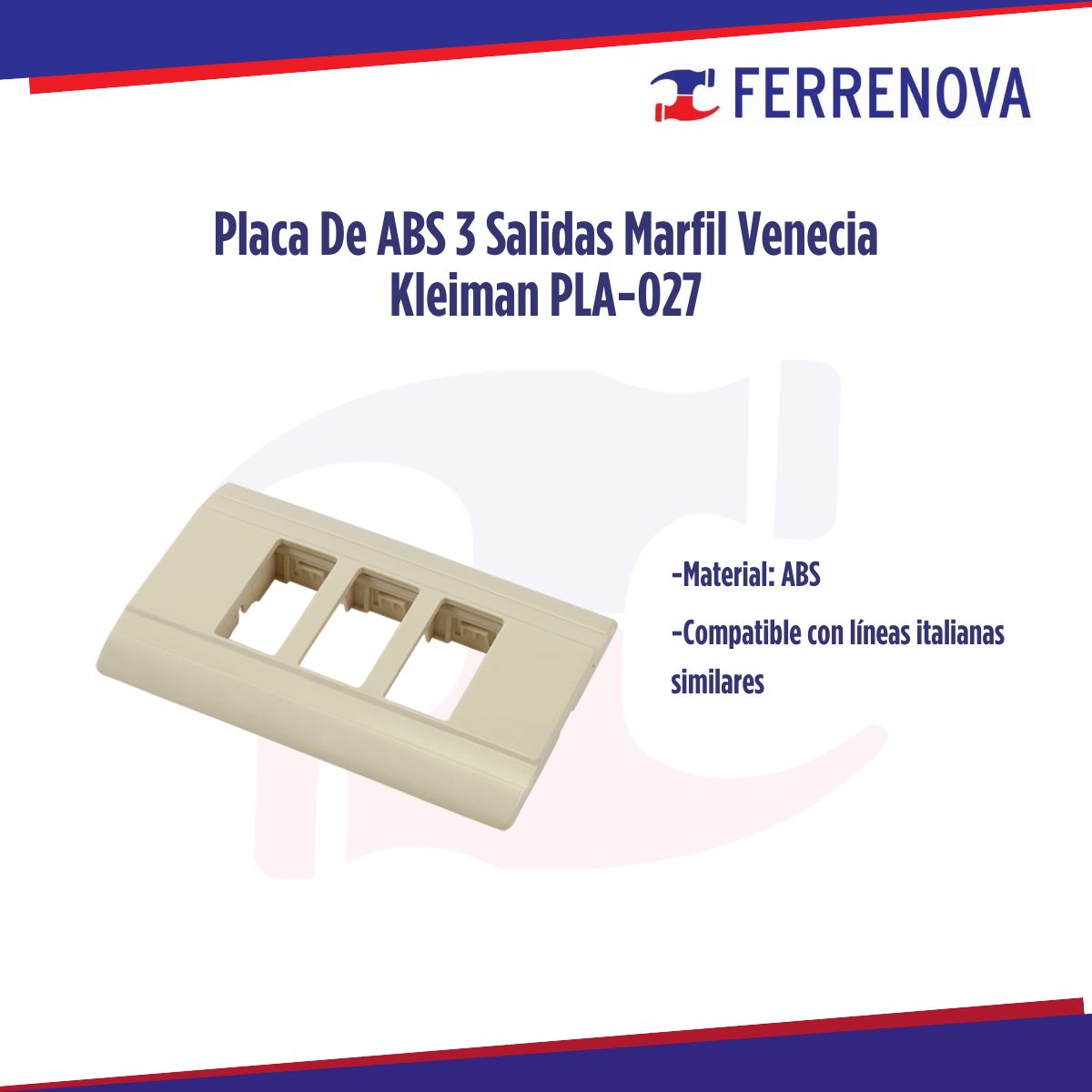Placa De ABS 3 Salidas Marfil Venecia Kleiman PLA-027 (1 PIEZA)