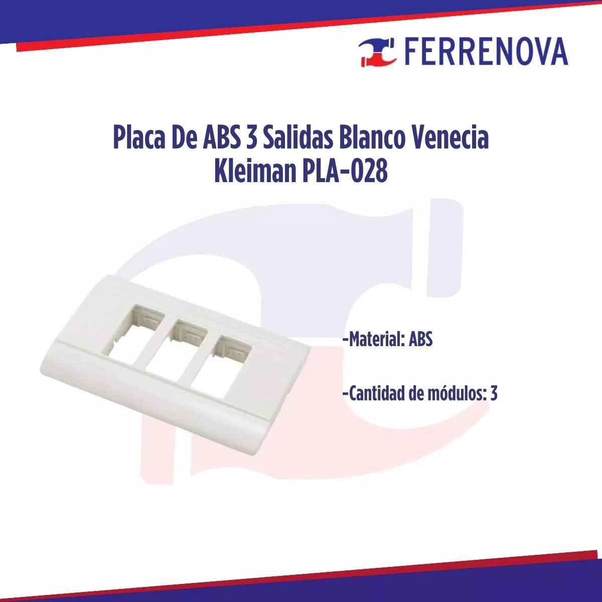 Placa De ABS 3 Salidas Blanco Venecia Kleiman PLA-028 (1 PIEZA)