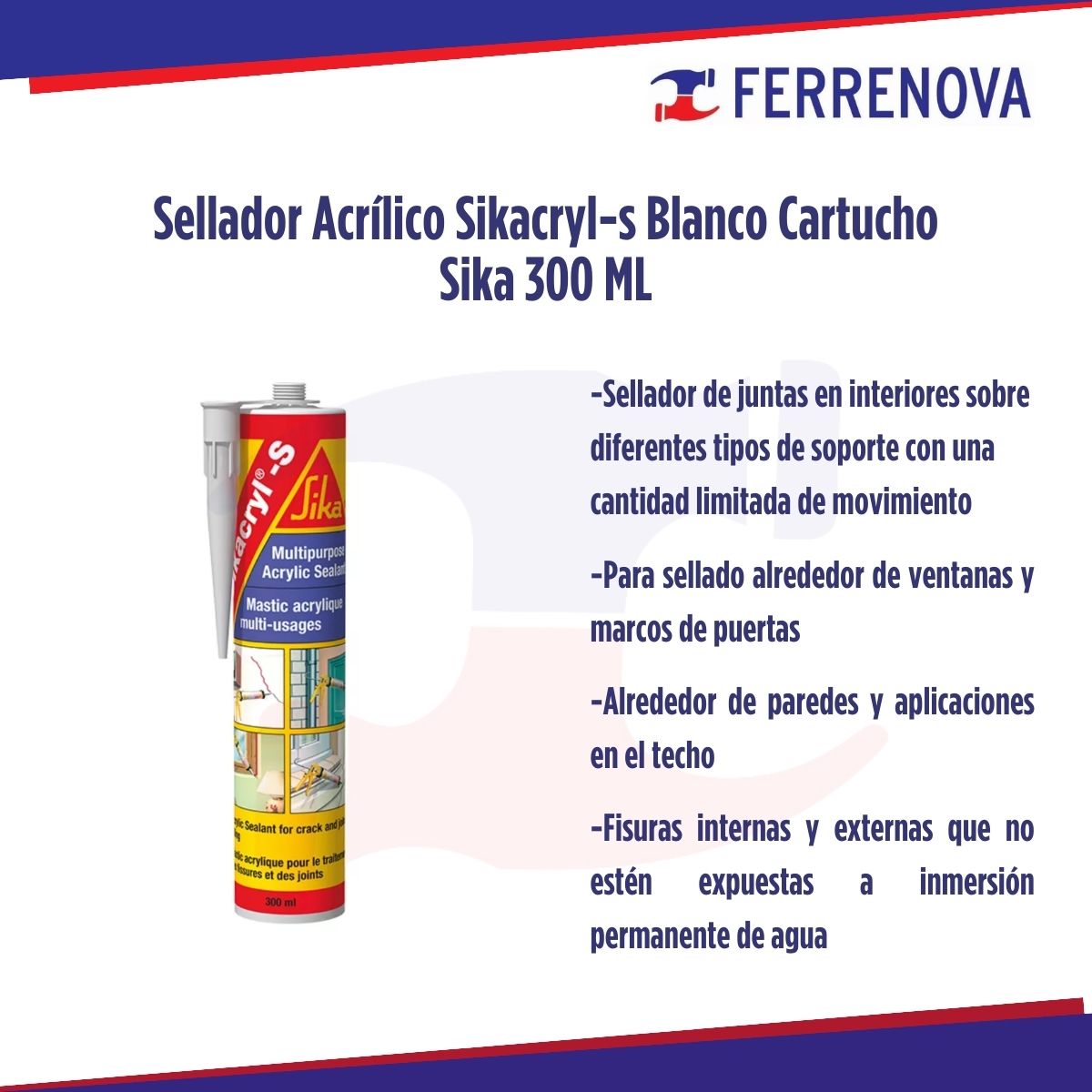 Sellador Acrílico Sikacril-s Blanco Cartucho 300 ML Sika