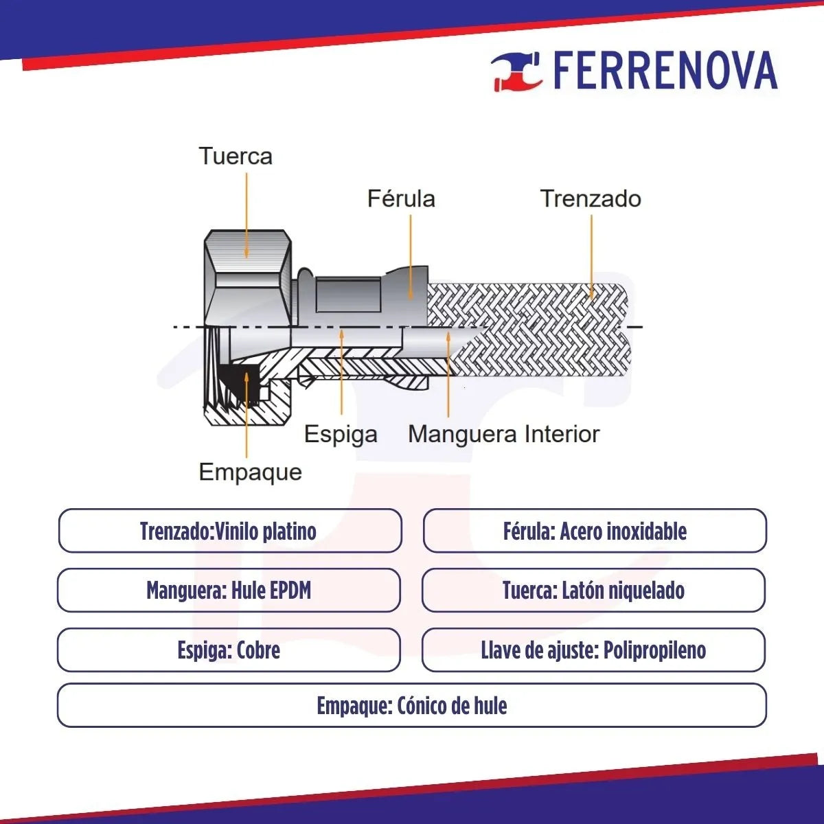 Manguera Alimentadora P/ Fregadero Coflex 1/2 X 55cms Vl-a55