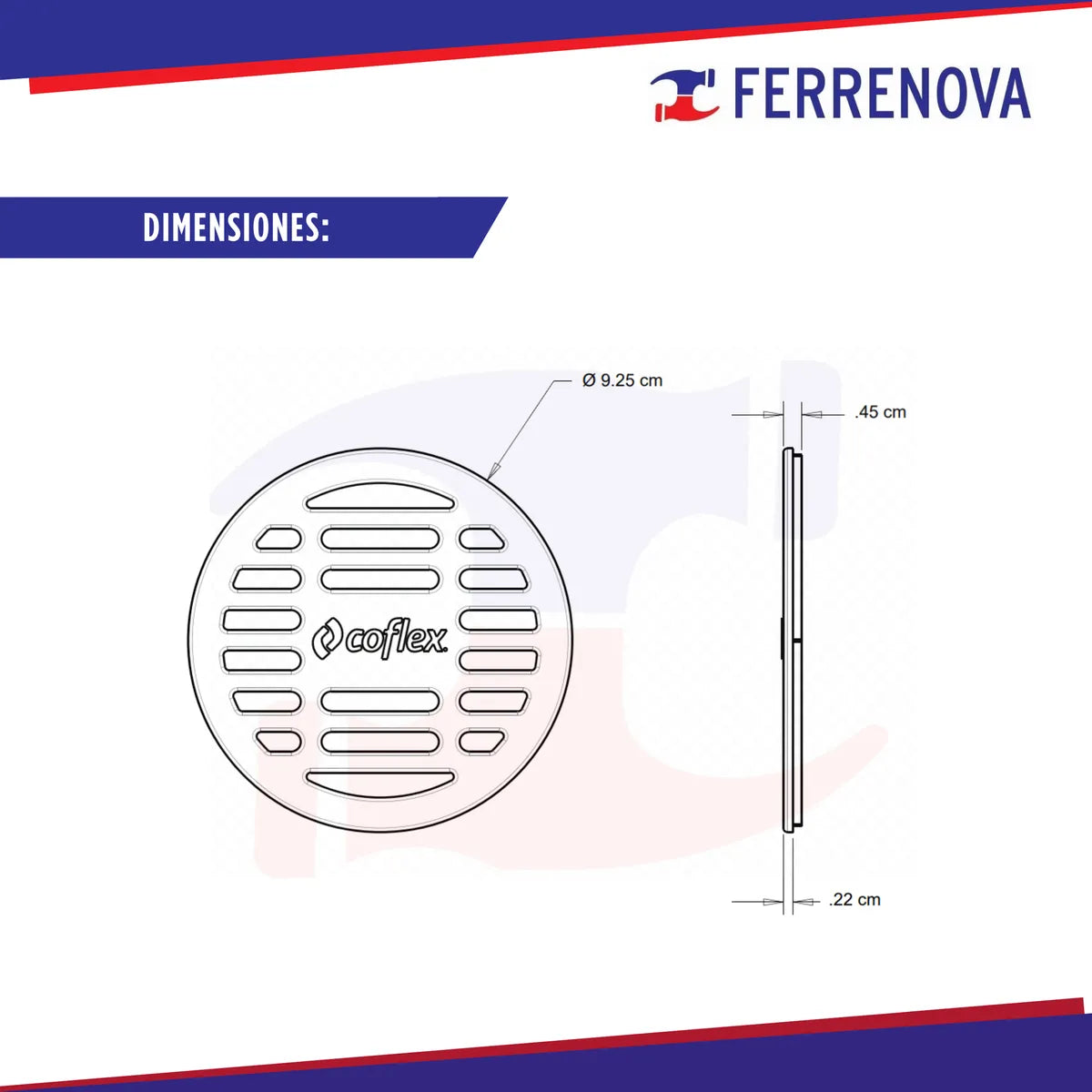 Rejilla Redonda De Abs Cromado P/coladeras 2 Coflex Pc-450
