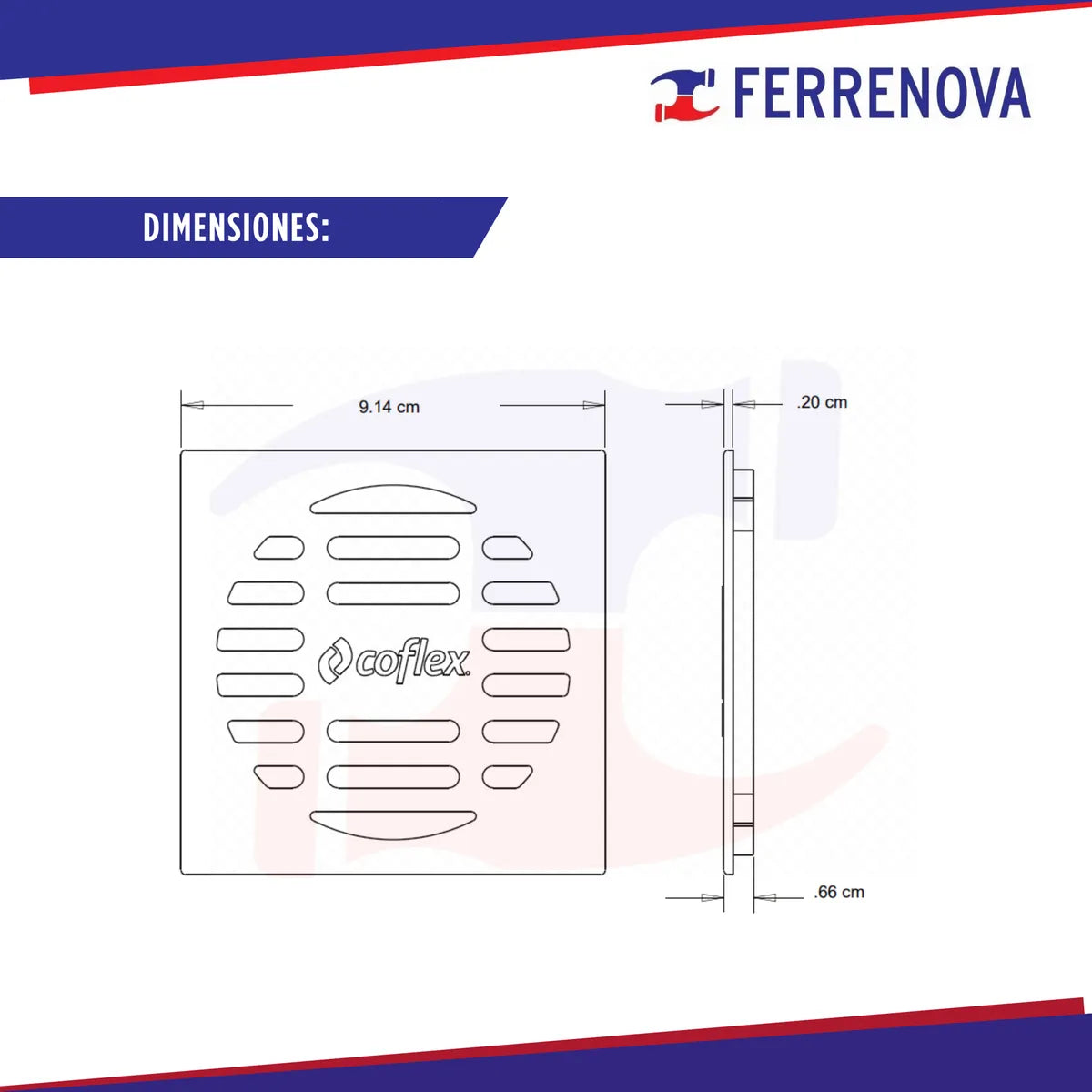 Rejilla Cuadrada De Abs Cromado P/coladeras Coflex Pc-451