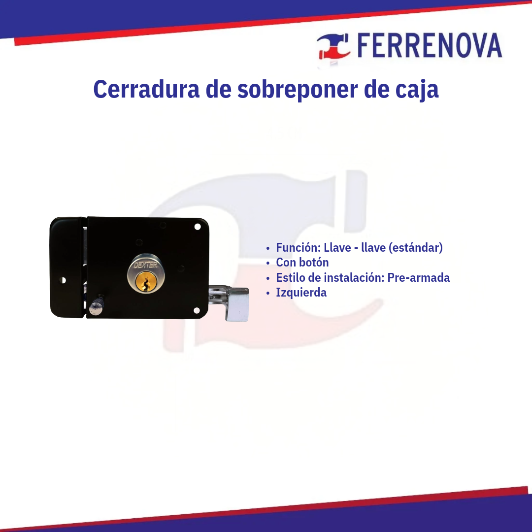 Cerradura sobreponer negra 6973 DEXTER Pre-armada