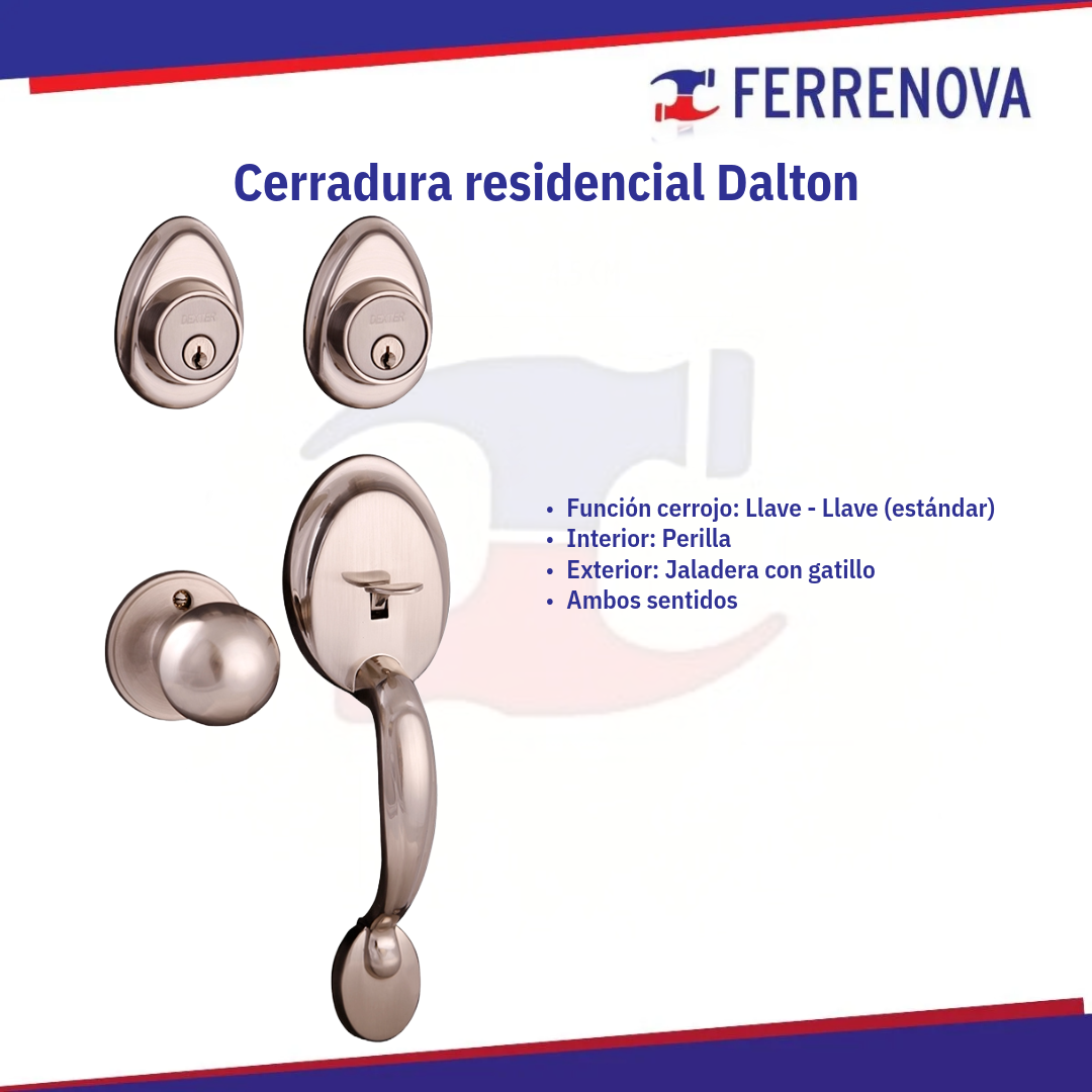 Cerradura gatillo/perilla Níquel Satinado 6741 DEXTER Dalton