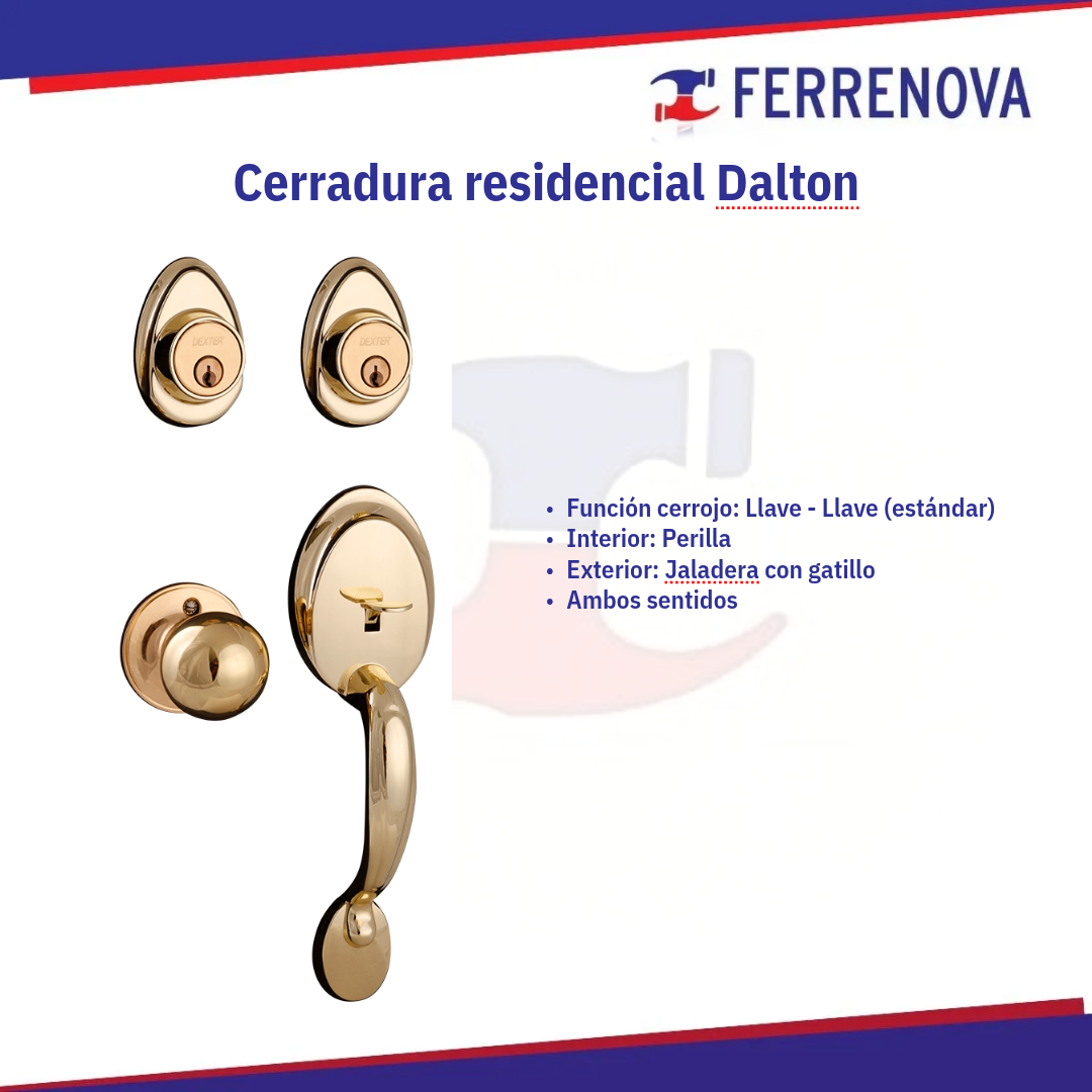 Cerradura gatillo/perilla Latón Brillante 6742 DEXTER Dalton
