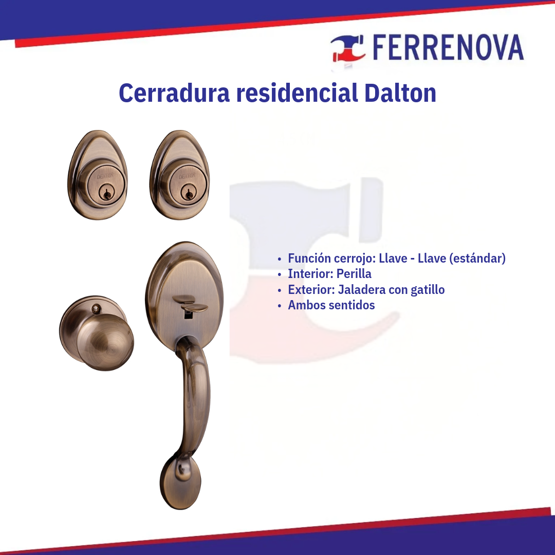 Cerradura gatillo/perilla Latón Antiguo 6740 DEXTER Dalton