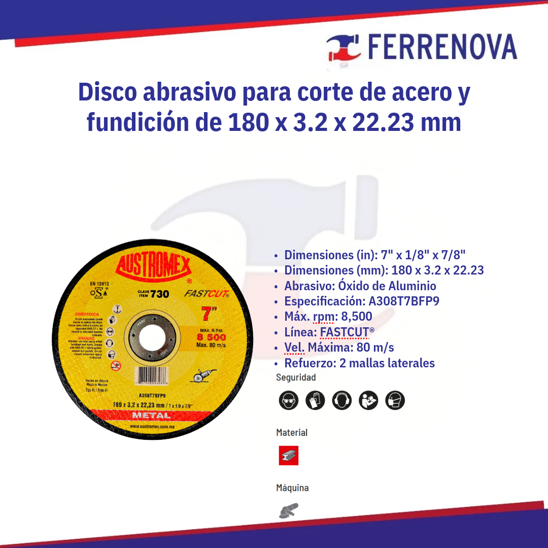 Disco Corte De Metal 730 175X3X22.2 Austromex