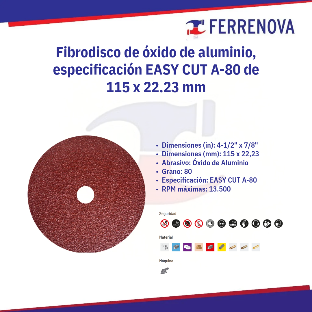 Lija De Disco 4 1/2" 1379 Grano 80 Tenazit Easy-Cut