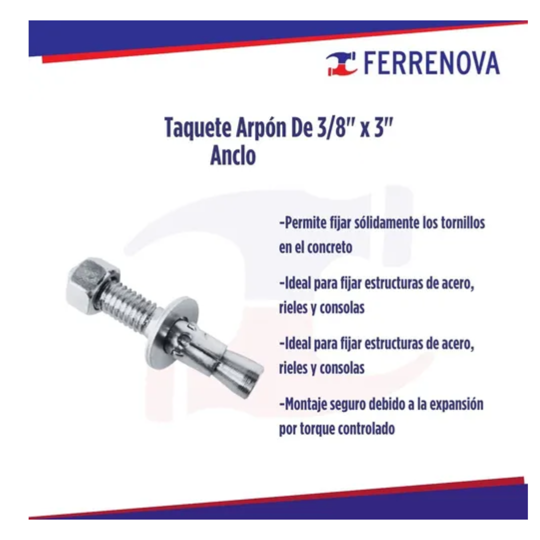 Taquete Arpon 3/8" X 3" Anclo