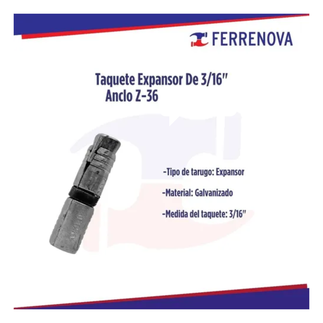 Taquete Expansor 3/16" Anclo Z36