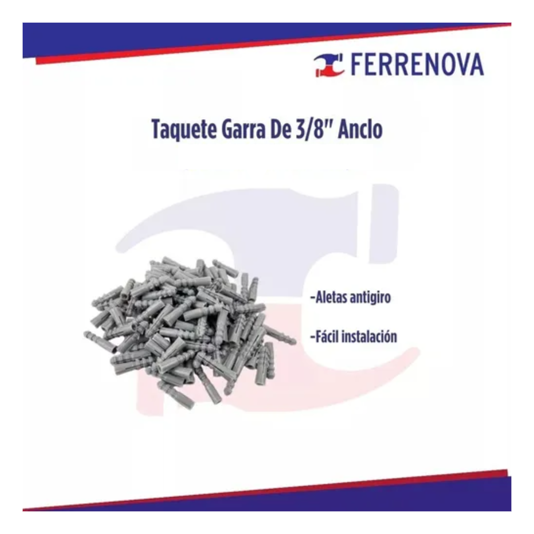 Taquete Garras 3/8 25Pzas. Anclo