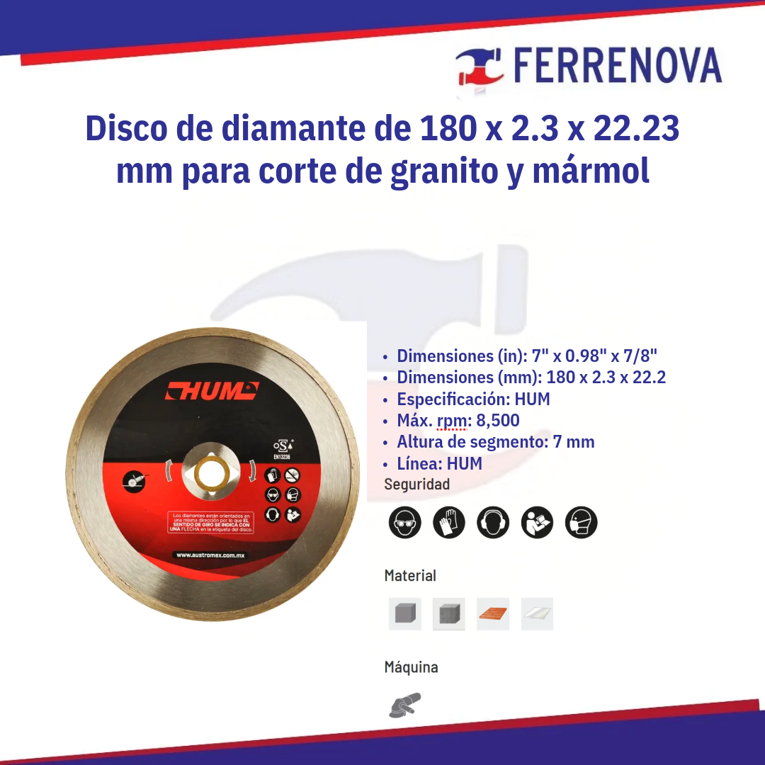 Disco Diamante 180x2x22.2 2559 Austromex