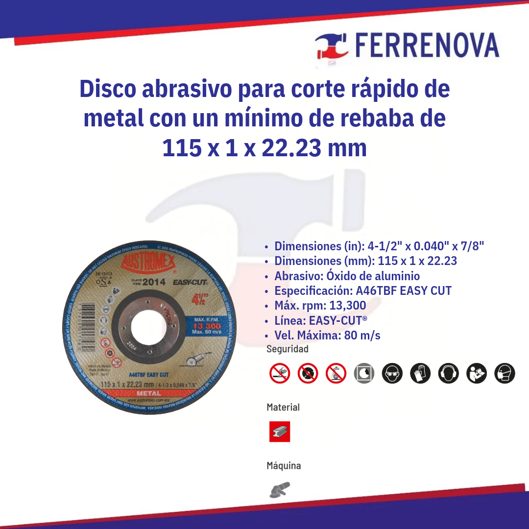 Disco D/Corte 2014 41/2 115X1X22.2 Austromex