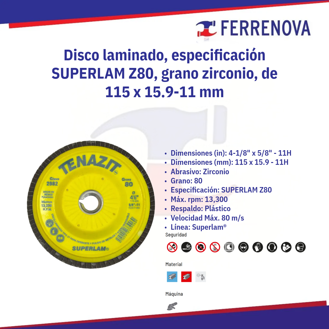 Disco Laminado 2982 41/2 G-80 Austromex