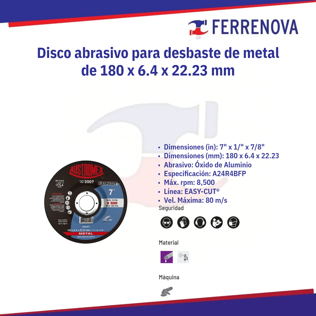 Disco Tipo 27 2007 Desbaste Metal 7" Austromex