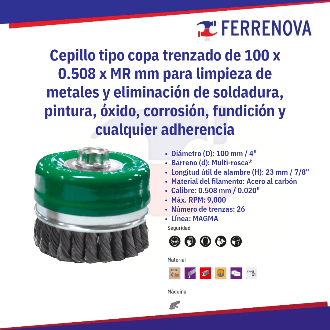 Cepillo De Alambre Tipo Copa 968 100X0.508Xmr Austromex