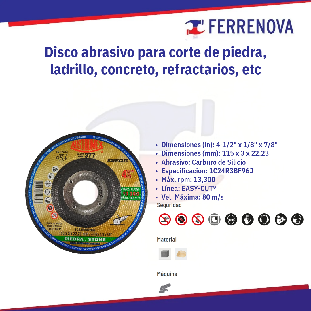 Disco C/Concreto 41/2X1/8 377 Easy Austromex
