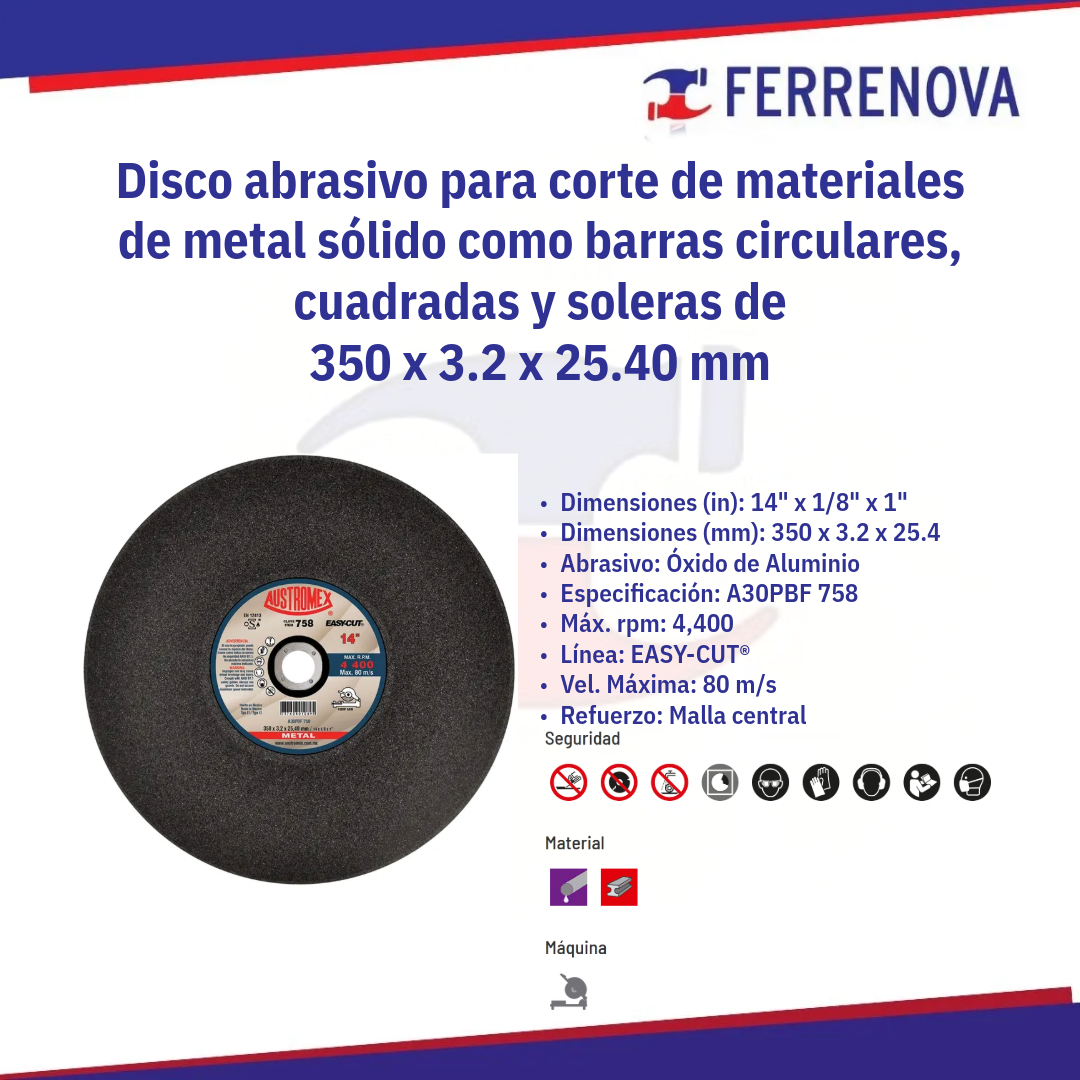 Disco Corte Metal 758 14"X1/8 Austromex