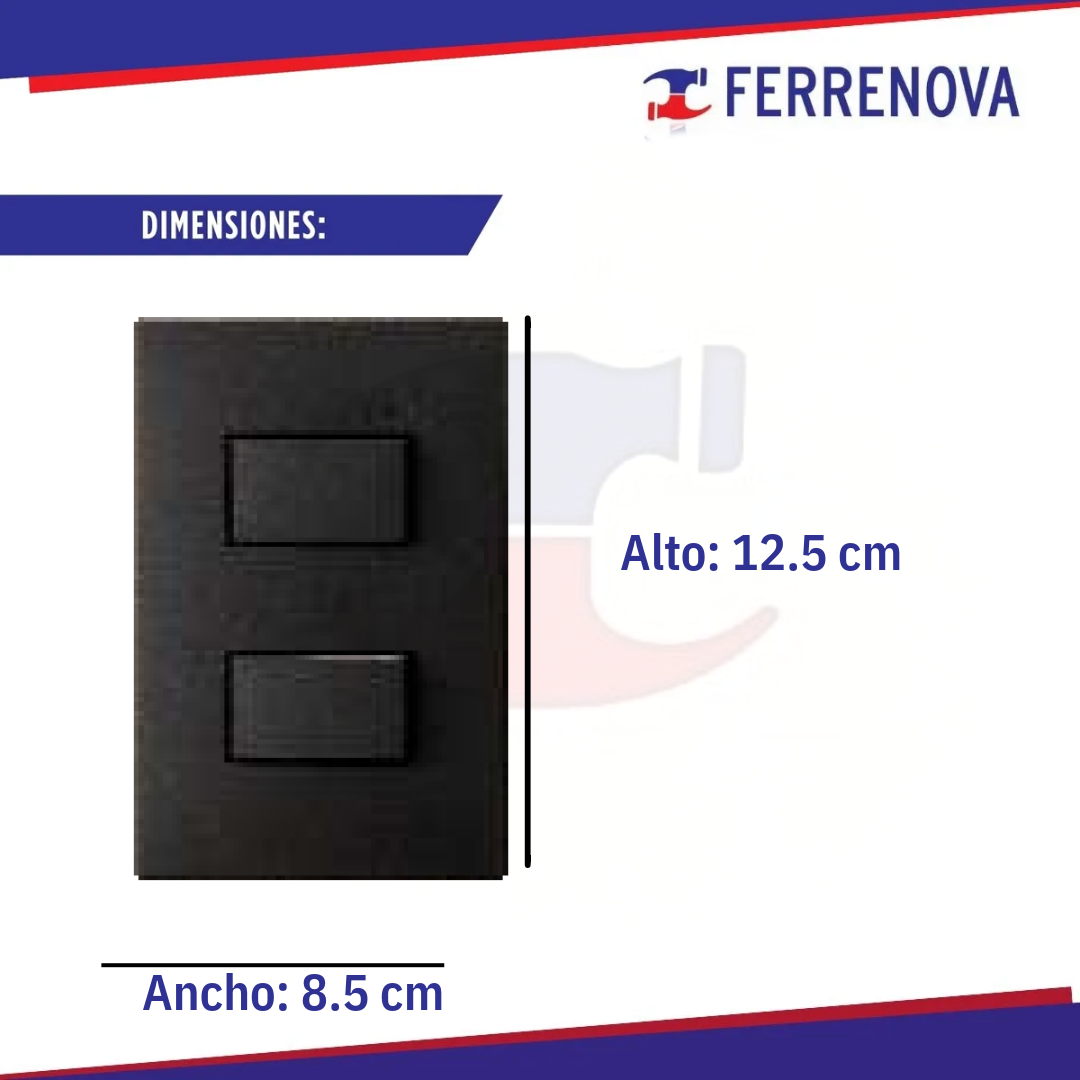 Placa 2 Salidas 1 Interior 2V+1INT.3V Negro 25261-098 Simón