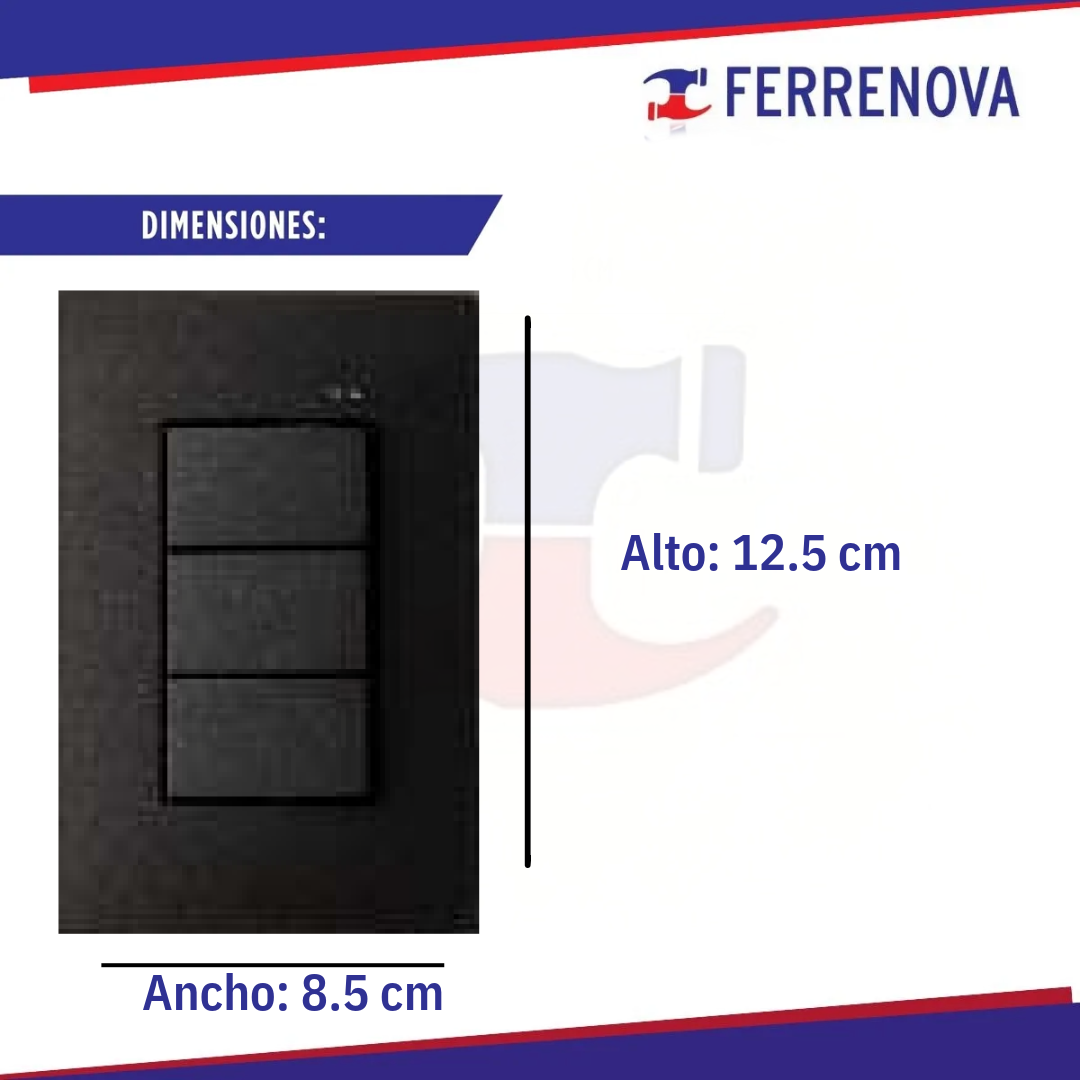 Placa 3 Salida 3 Interiores 2 Vías Negro 2500265-098 S25 Simón