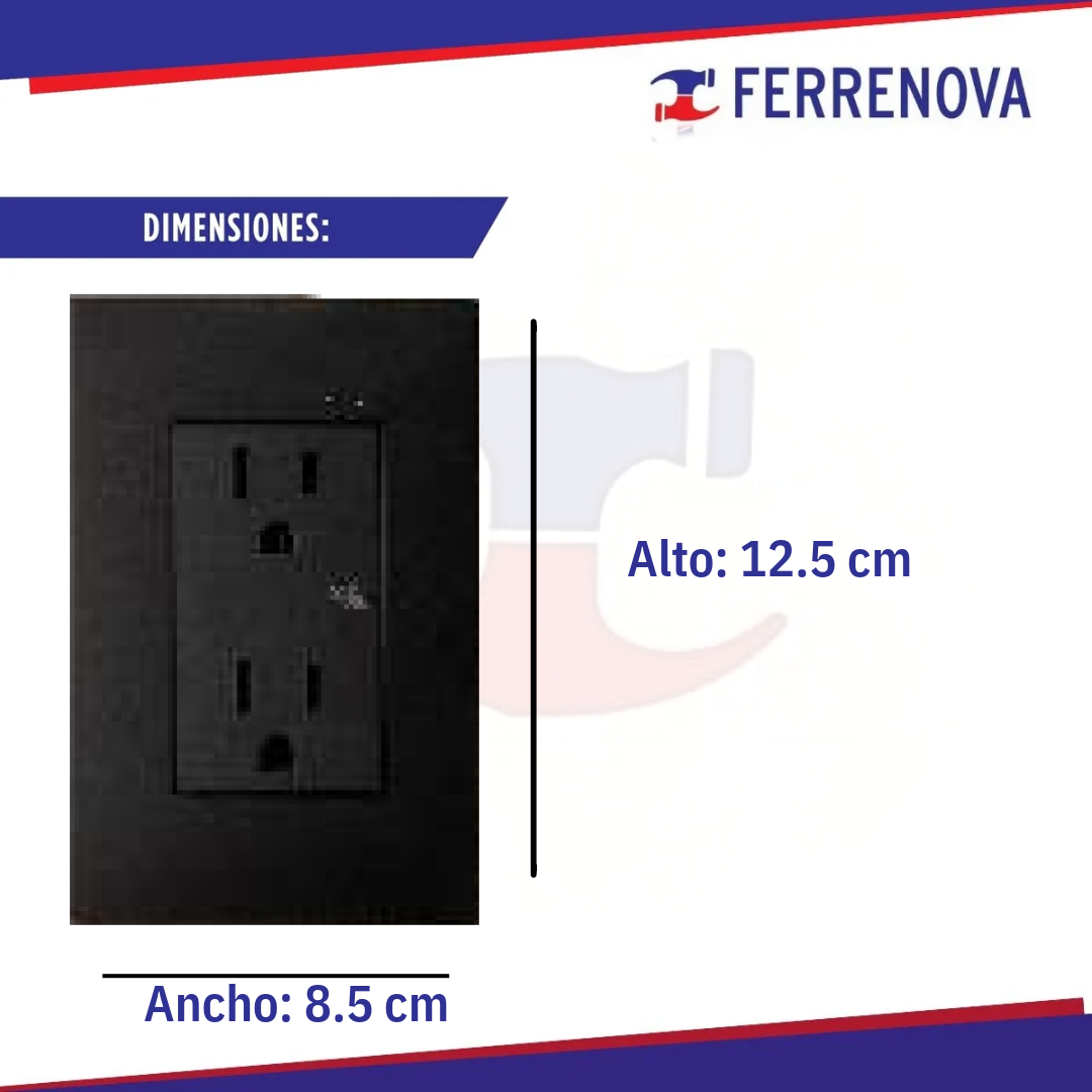 Placa 3 Salidas 1 Toma Dúplex Negro 25424-068 S25 Simon