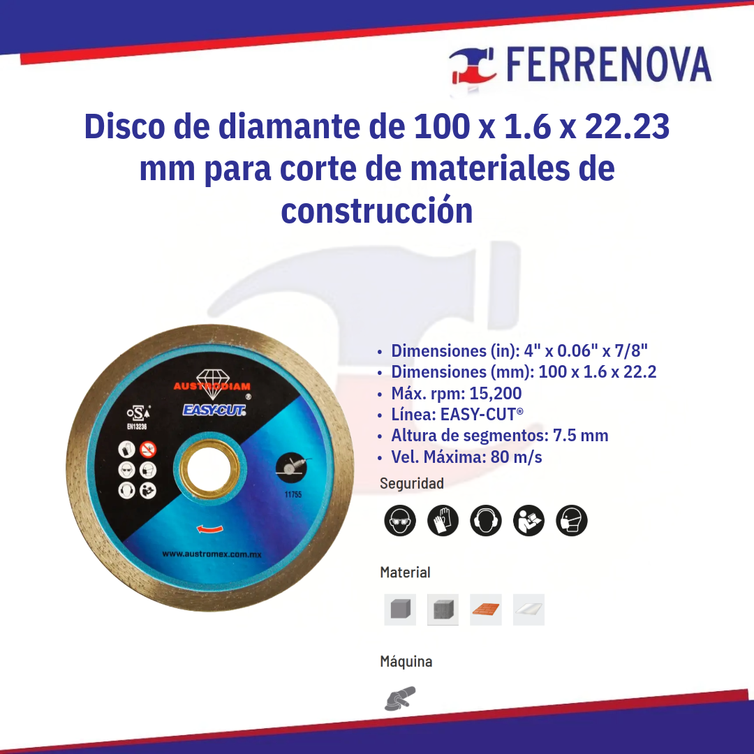 Disco De Diamante 1501 100X1.3X22.2 Austromex