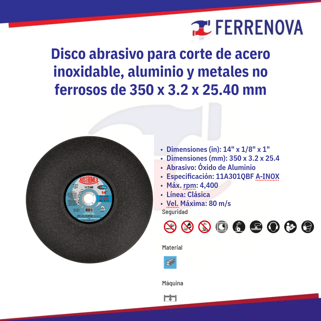 Disco De Corte 746 350x2.6x25.4 Austromex