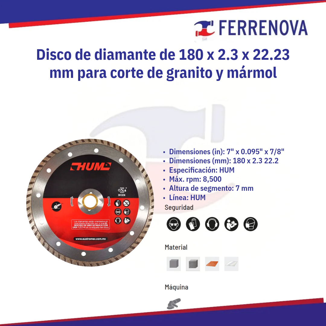 Disco Diamante 180X2.4X22.2 2560 Austromex