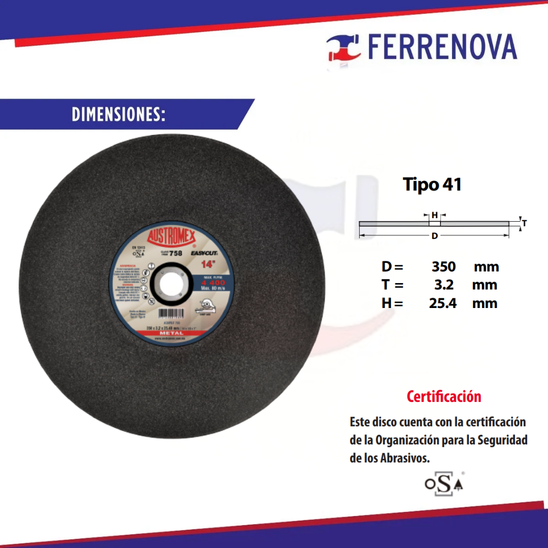Disco Corte Metal 758 14"X1/8 Austromex