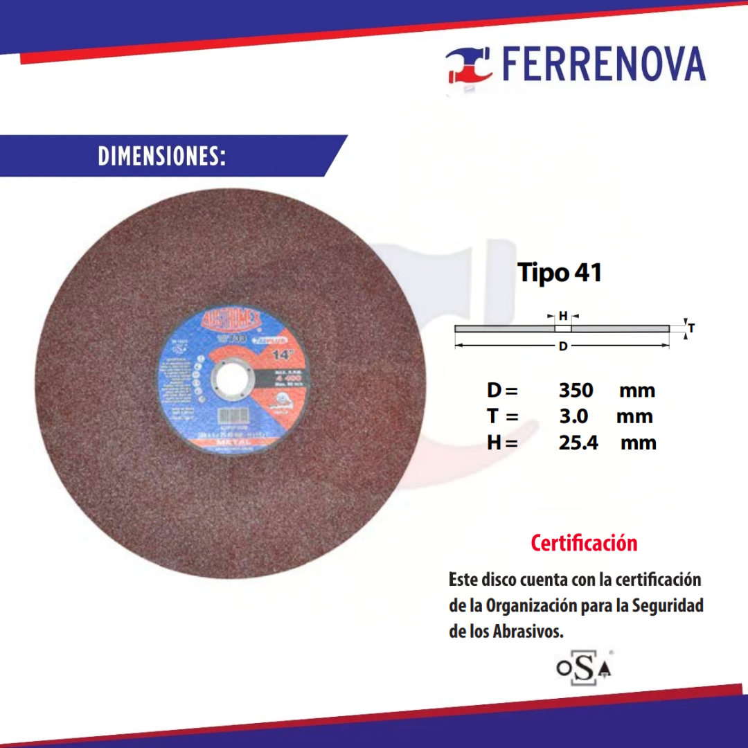 Disco De Corte 350X3X25.4 A30-Hum 733 Austromex