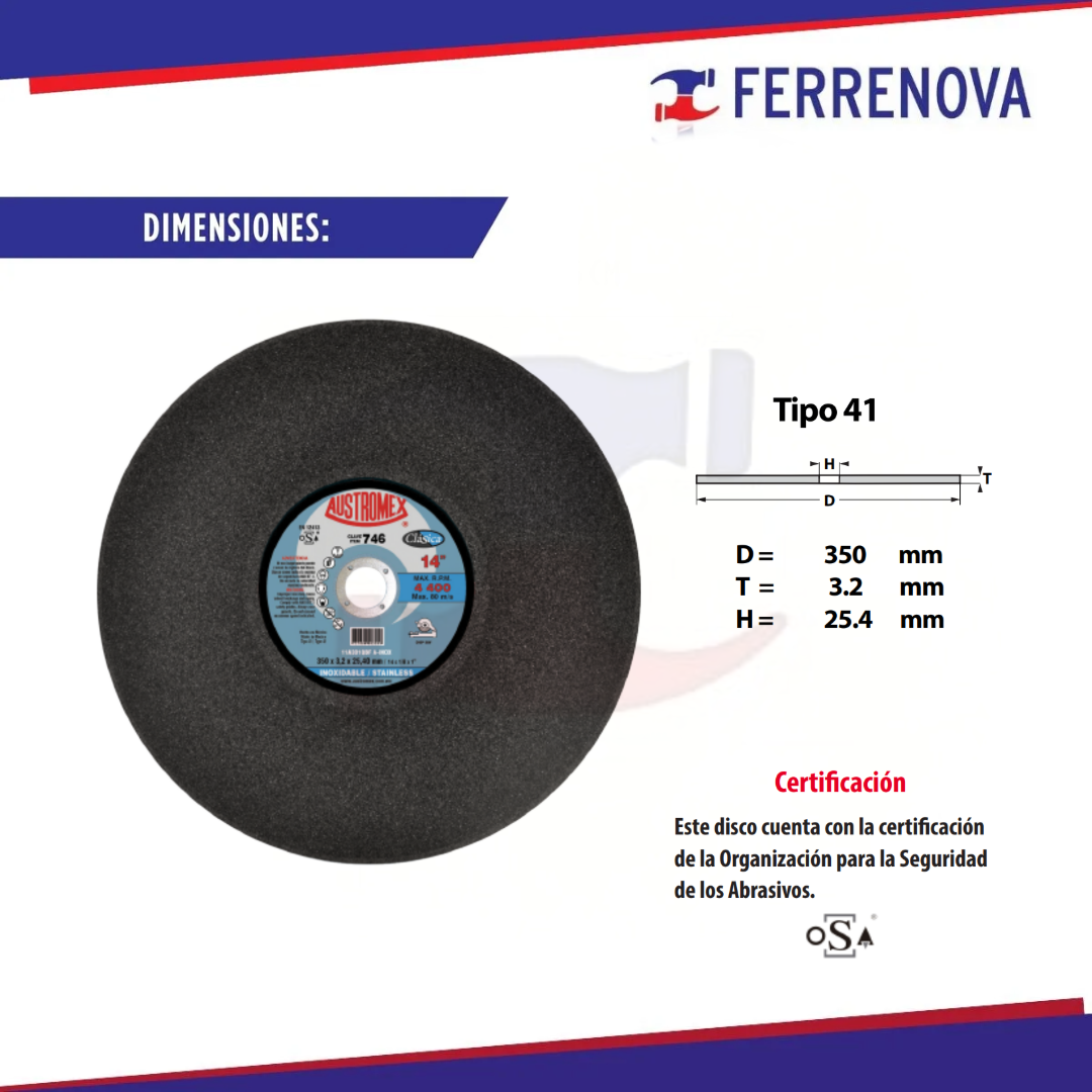 Disco De Corte 746 350x2.6x25.4 Austromex