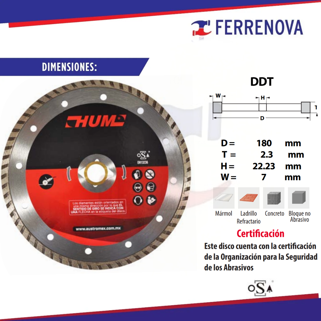 Disco Diamante 180X2.4X22.2 2560 Austromex