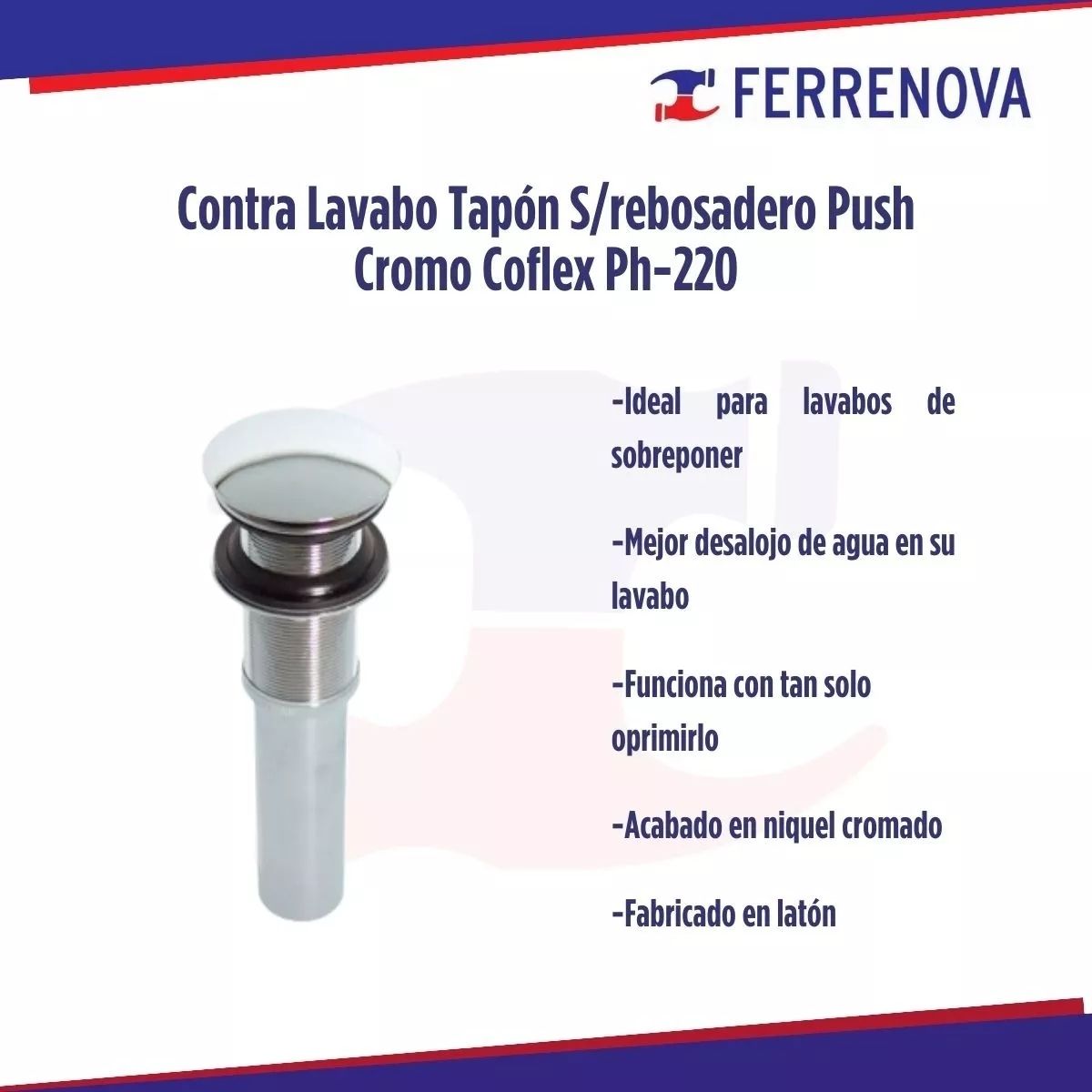 Contra Para Lavado Sin Rebosadero Tapón Push Coflex PH-220