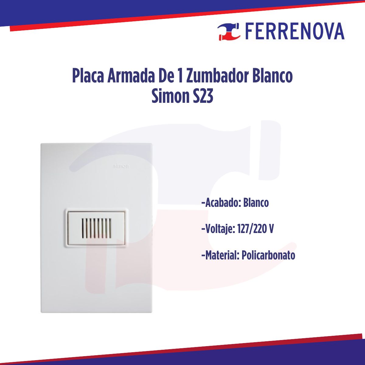 Placa Armada De 1 Zumbador Blanco Simon S23