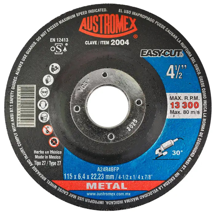 Disco Tipo 27 2004 Desbaste Metal 41/2 Austromex