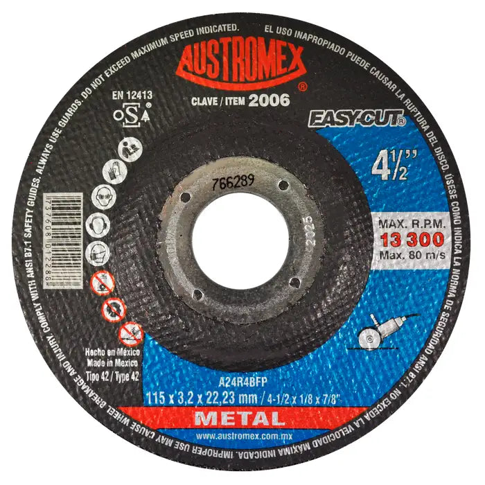 Disco Corte Metal 2006 Tipo 27 Austromex