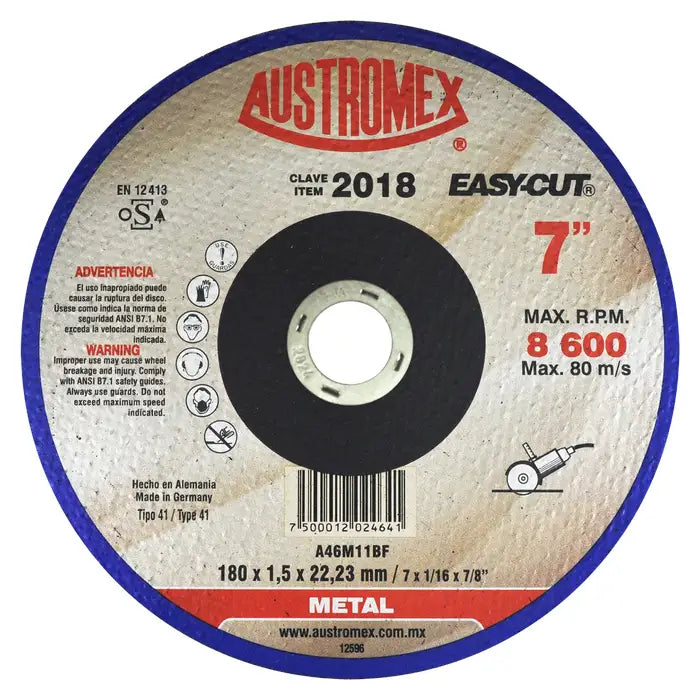 Disco Corte Metal Tipo 41 7" 2018 Easy Cut