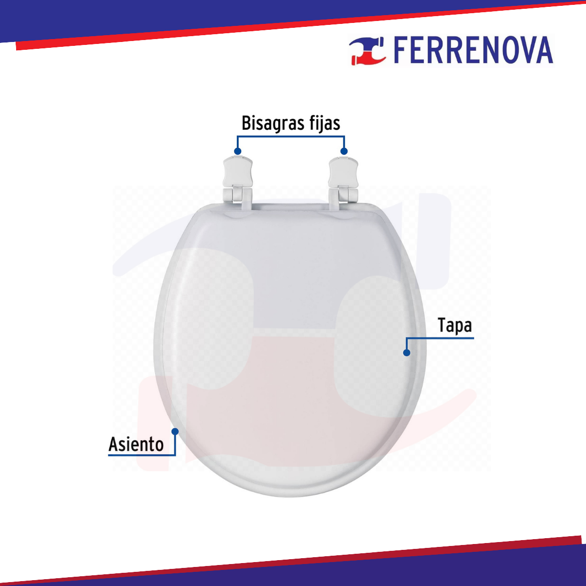 Asiento Redondo Acojinado Para WC Cerrado Blanco Foset 49367