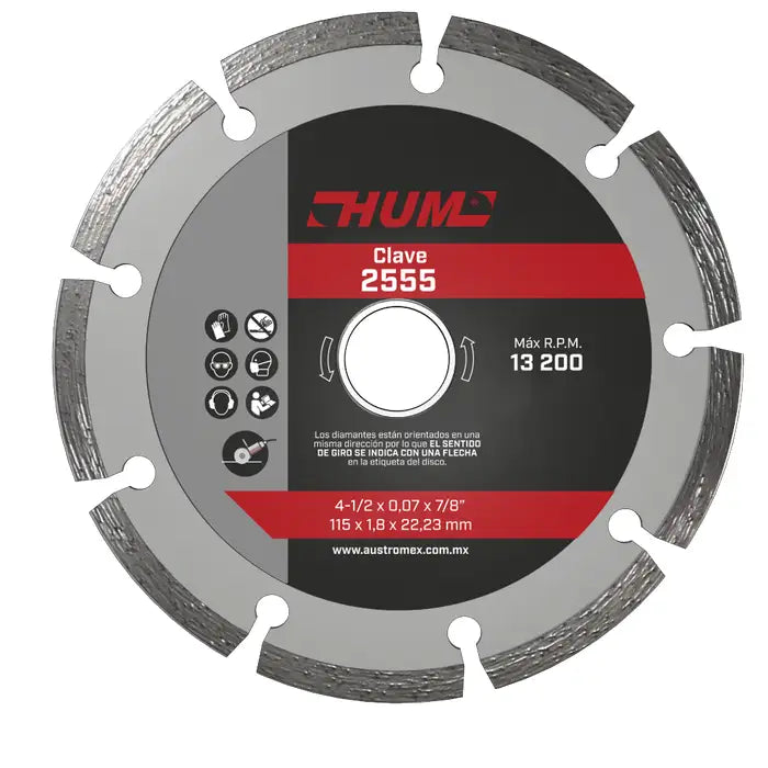 Disco Diamante 2555 Segm 41/2" Hum Austromex