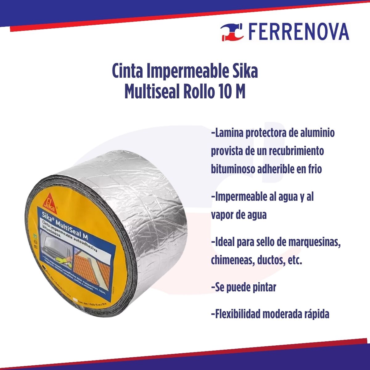 Cinta Autoadhesiva Impermeable 10 M x 10 CM Sika Multiseal M