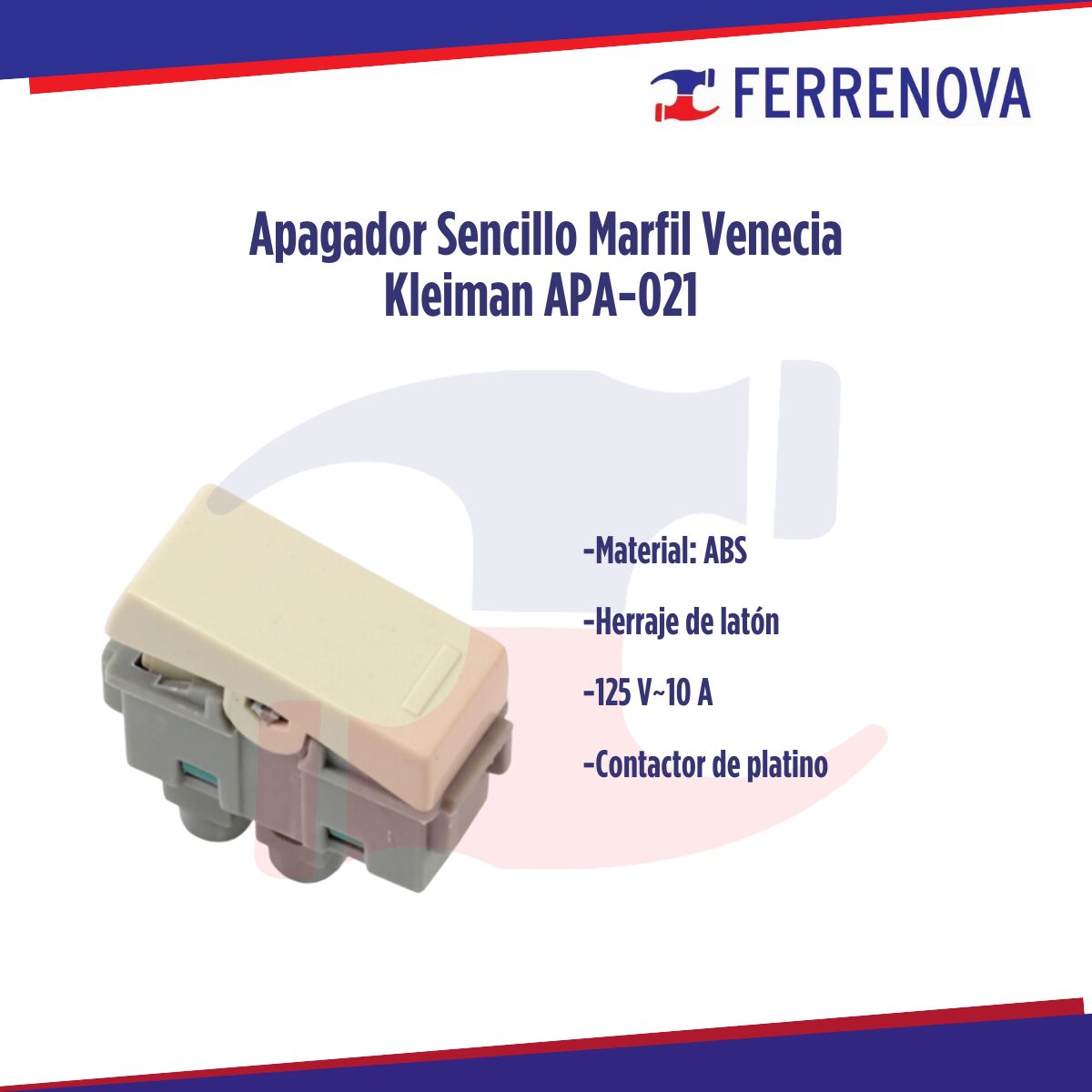 Apagador Sencillo Marfil Venecia Kleiman APA-021