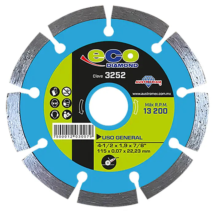 Disco De Diamante Rin Segmentado de Uso General 41/2 3252 Austromex