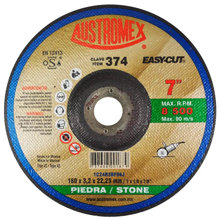 Disco Corte Piedra 374 7" 180X3.2X22.3