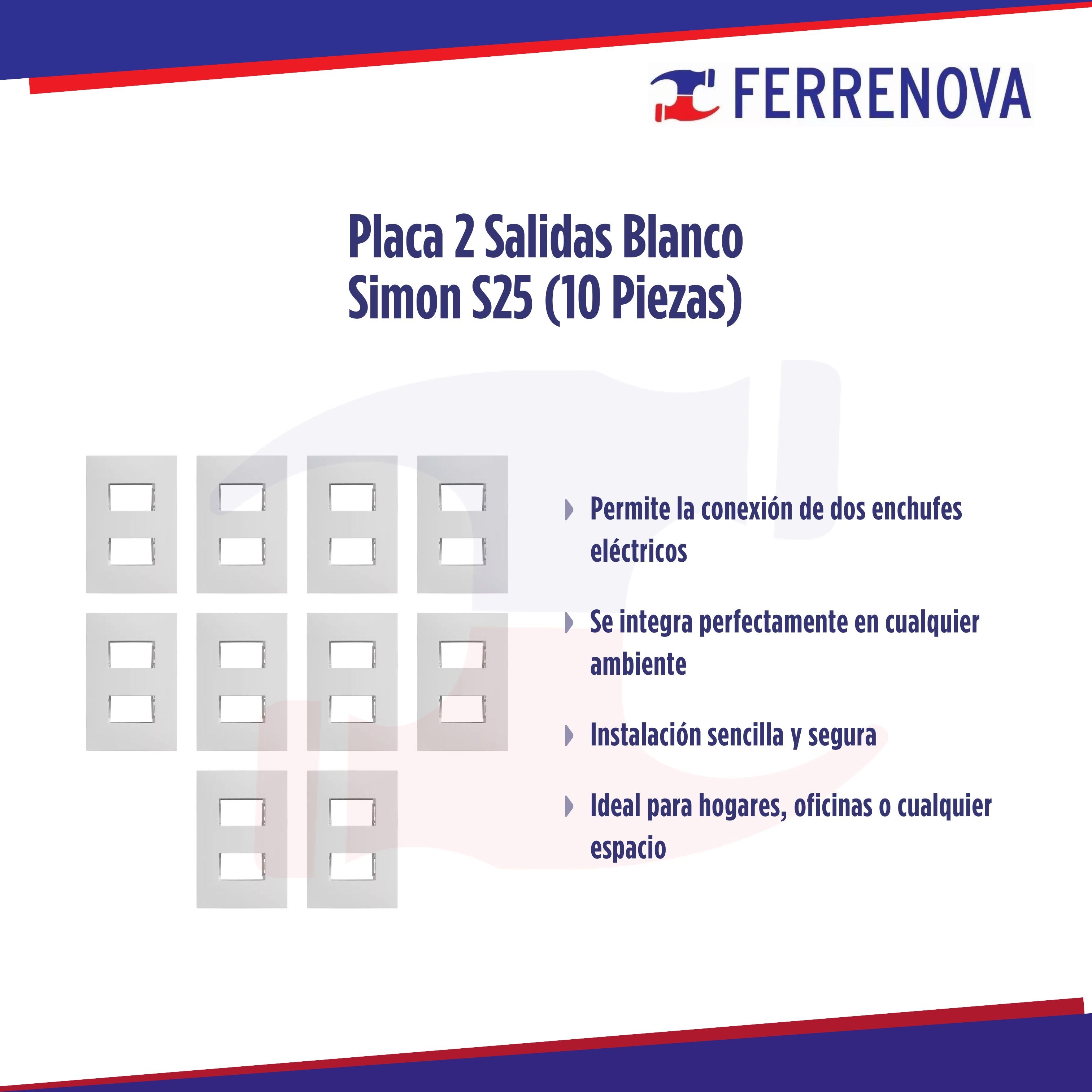 Placa 2 Salidas Blanco Simon S25 (10 Piezas)