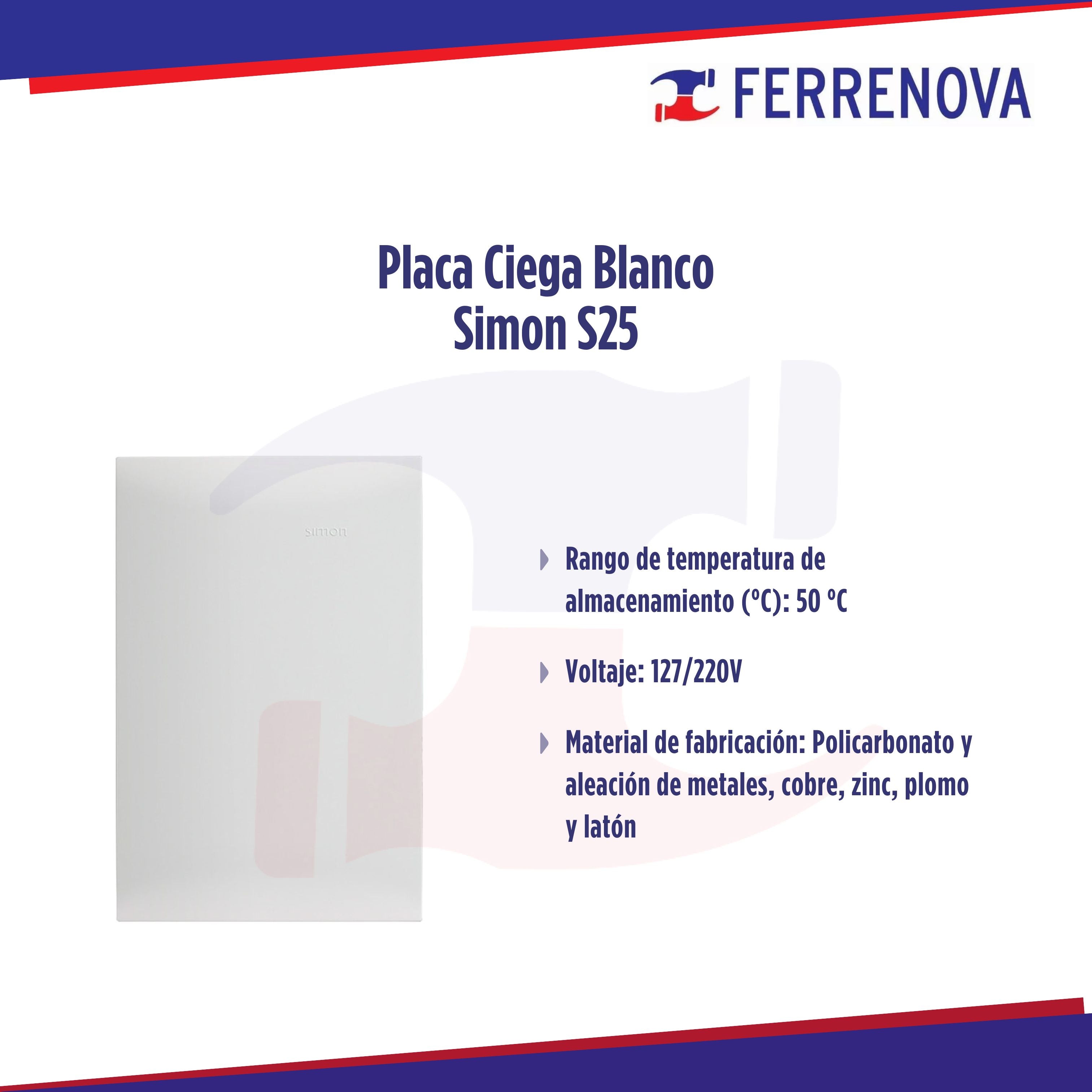 Placa Ciega Blanco Simon S25