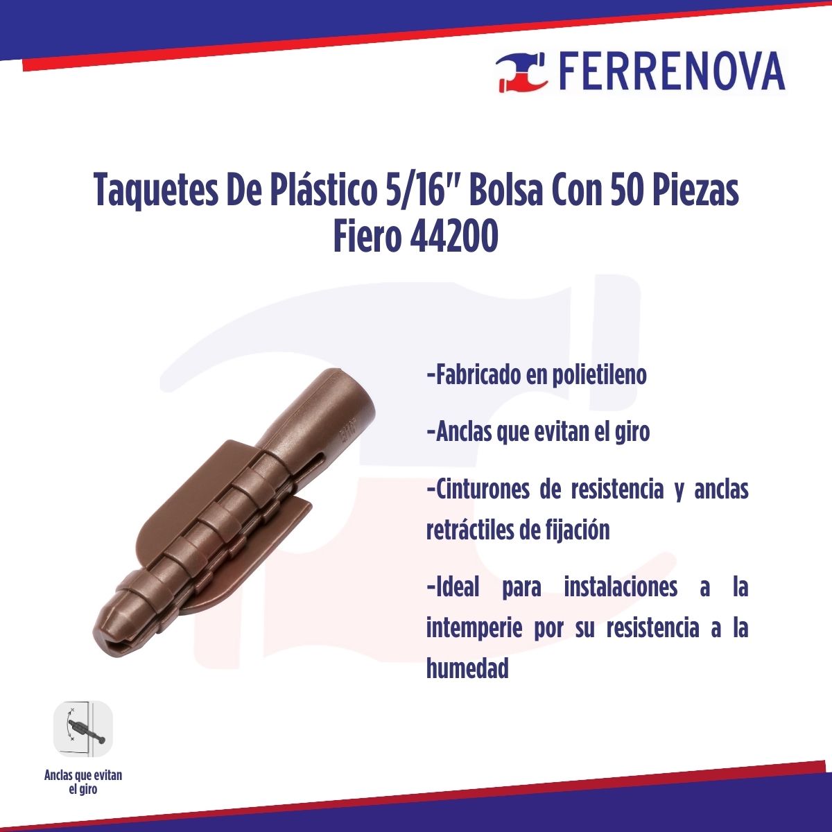 Taquetes De Plástico 5/16"  Bolsa Con 50 Piezas Fiero 44200