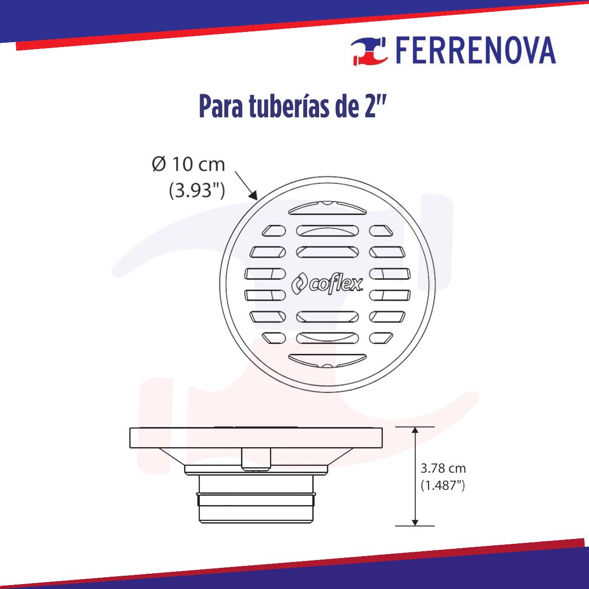 Coladera Redonda Rejilla Cromo Antiolores Coflex PC-151